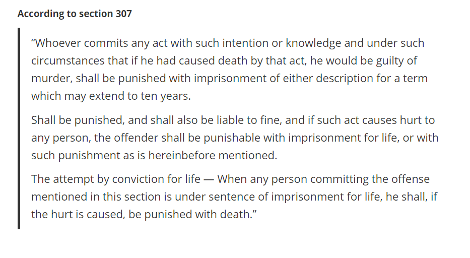 Section 307 IPC - Attempt to murder