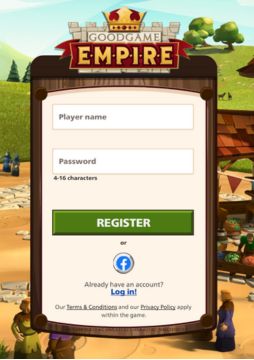 Goodgame Empire Login/Register page