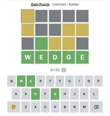 Crosswordle game play step 1