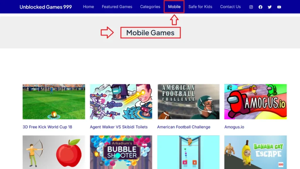Mobile Games Section – 999 Games