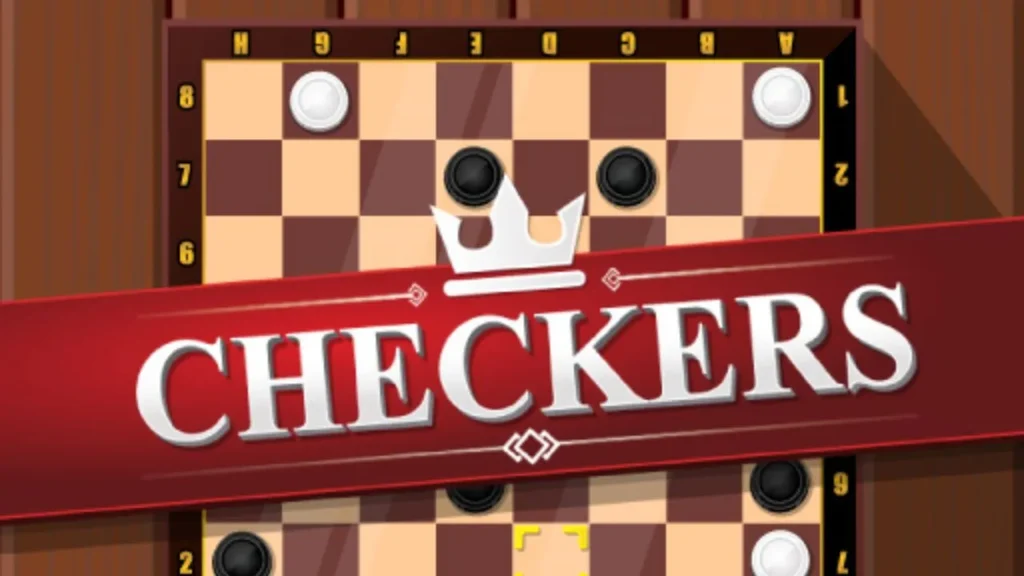 Checkers game board pieces showing a strategic position with potential jumps and king pieces.